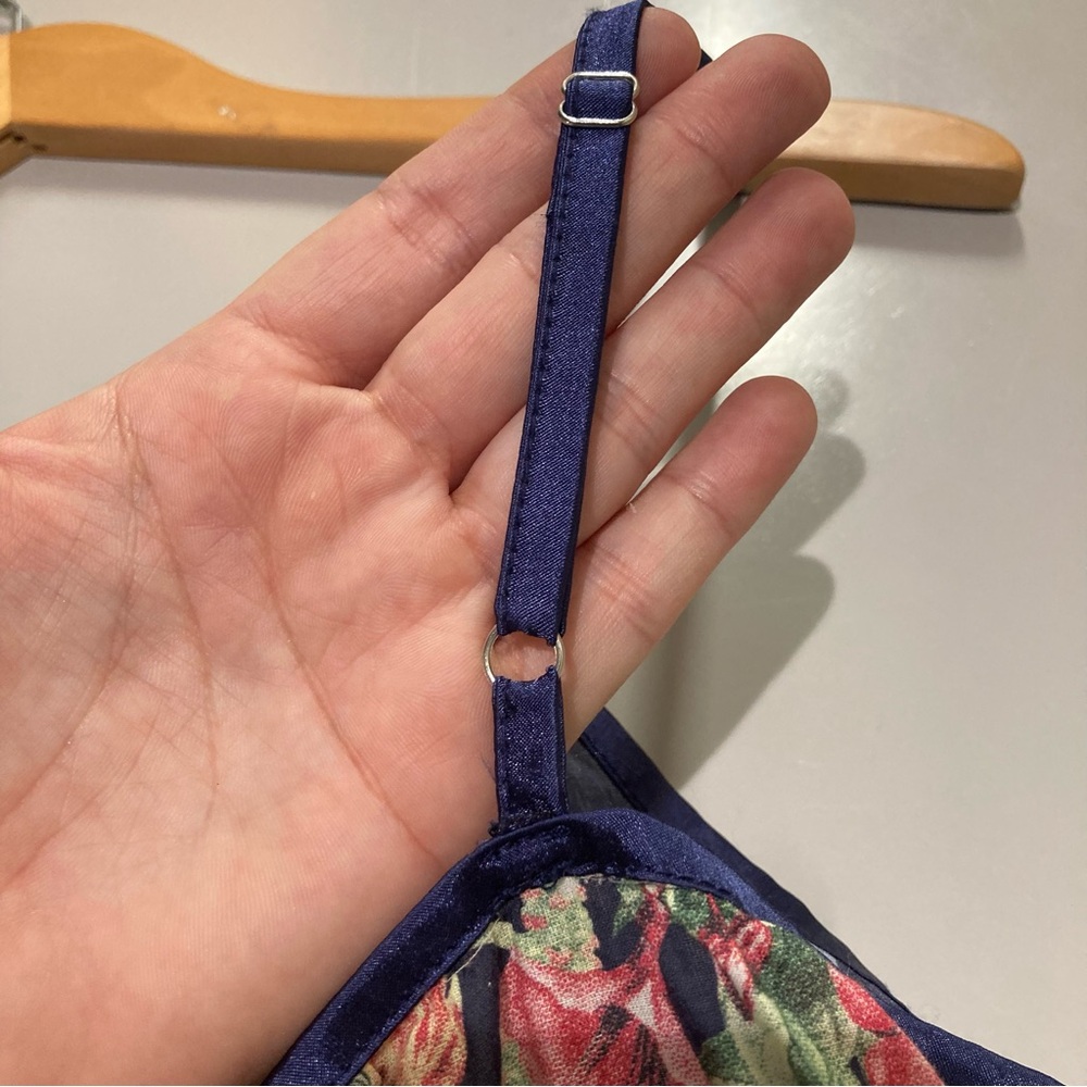 Floral Print Cotton Papinelle Chemise - Navy and Pink XL - Picture 12 of 13